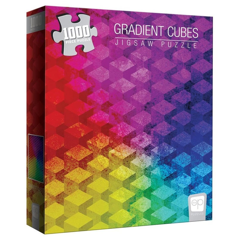 The Op Games Gradient Cubes 1000 Piece Jigsaw Puzzle | Vivid & Colorful Cubic Design Puzzle Featuring Rainbow Colors & Hues | Puzzles For All Ages - Kids To Adults