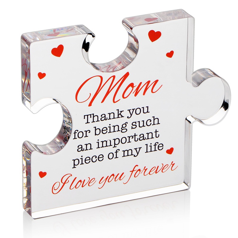 Birthday Gifts For Mom - Engraved Acrylic Block Puzzle Mom Present 4.1 X 3.5 Inch - Cool Mom Presents From Daughter, Son, Dad -
