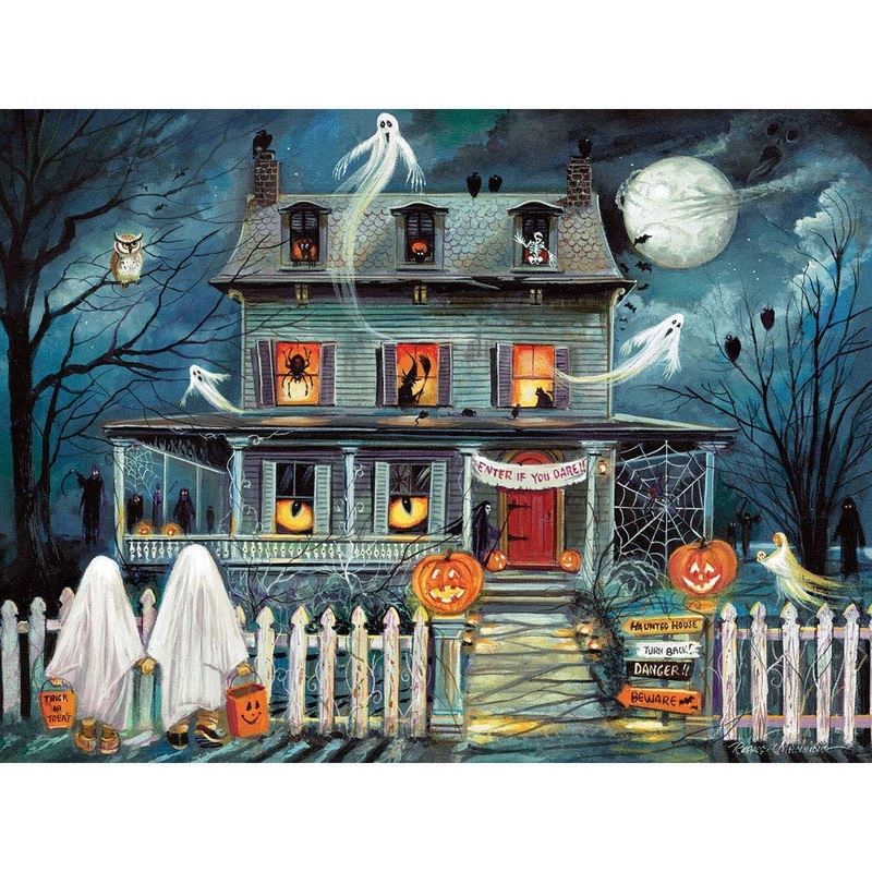 Bits And Pieces - 1000 Piece Jigsaw Puzzles For Adults - Enter If You Dare - Haunted House Halloween 1000 Pc Jigsaw By Artist Ru