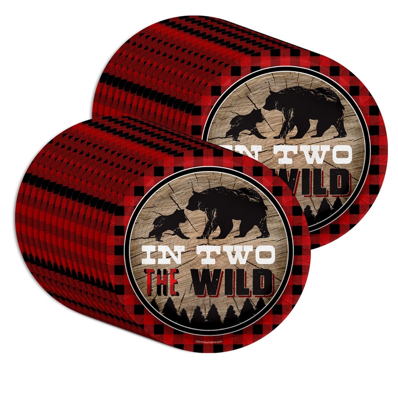 Boy'S 2Nd Birthday Party Supplies - Wild Animal Paper Plates - Rustic Second Birthday Large 9'' Plates (In Two The Wild, 32 Piec