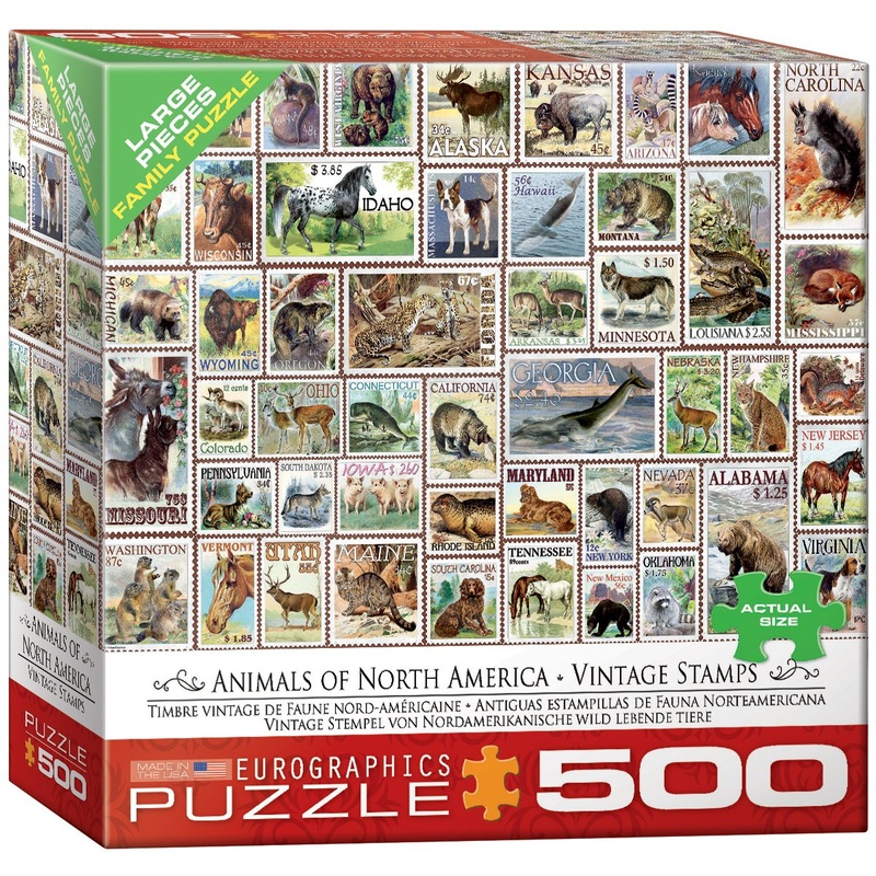 Eurographics (Eurhr North American Wildlife Vintage Stamps 500Piece Puzzle 500Piece Jigsaw Puzzle