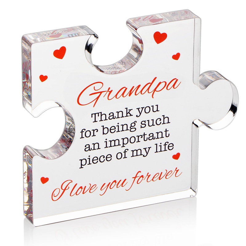 Gifts For Grandpa - Engraved Acrylic Block Puzzle Gift 3.35 X 2.76 Inch - Novelty Birthday, Christmas, Valentine'S Gifts