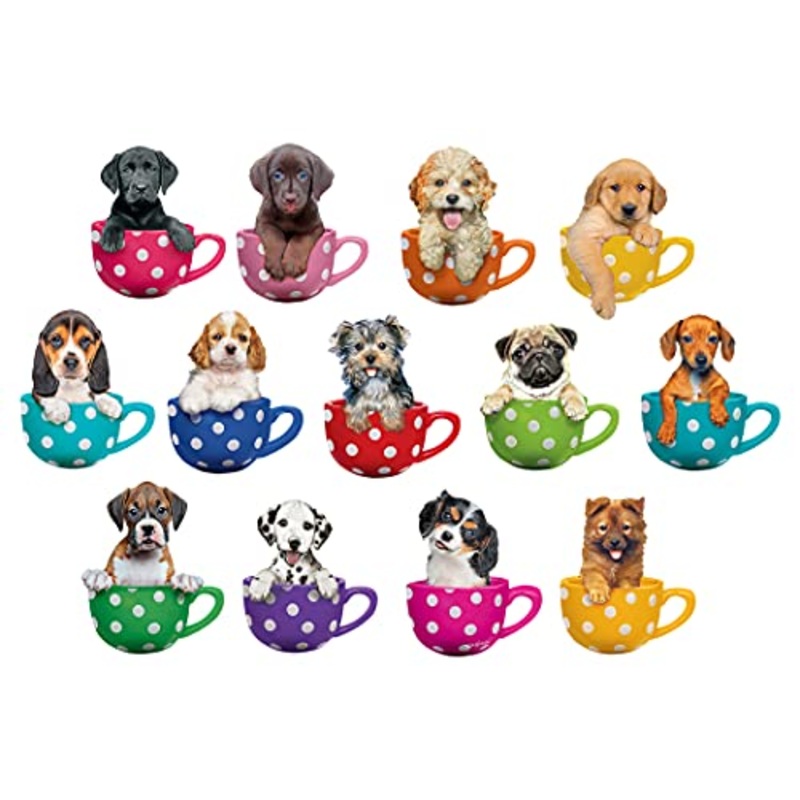 Lafayette Puzzle Factory Pups In Cups 1 : A Collection Of 13 Mini Shaped Puzzles Totaling 500 Color Coded Pieces Exclusive Keith
