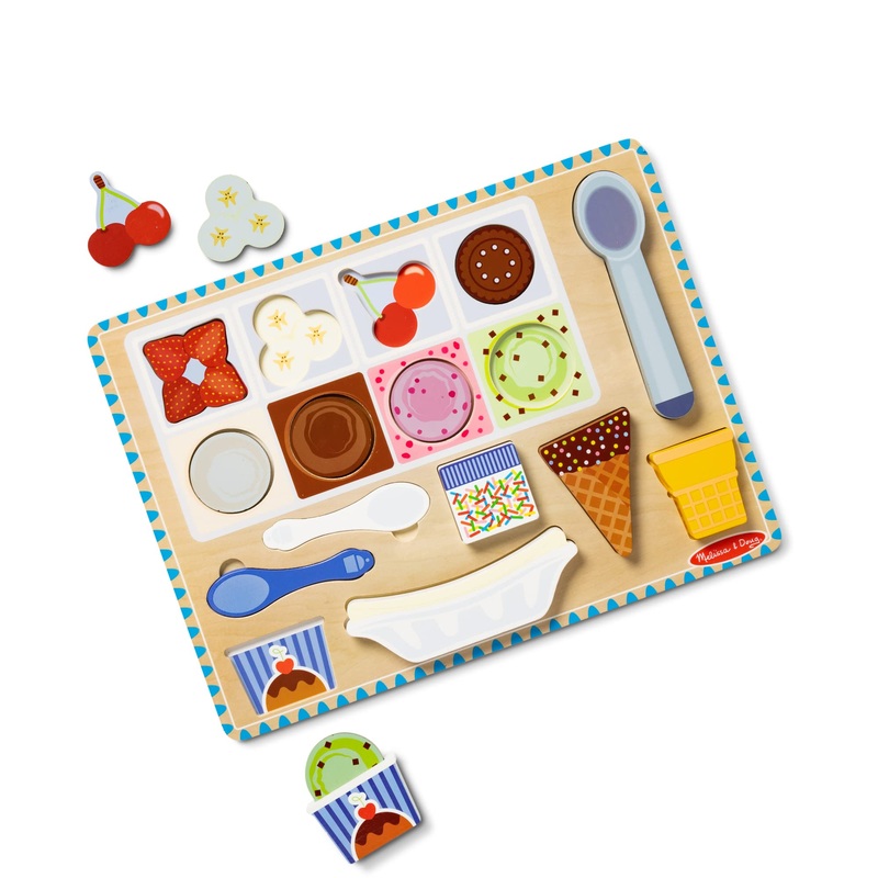 Melissa & Doug Wooden Magnetic Ice Cream Puzzle & Play Set