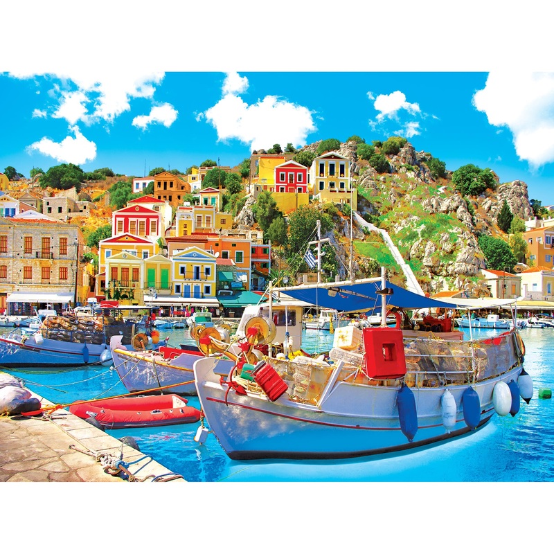 Roseart - Kodak Premium - Symi With Boats In The Harbor, Greece - 1000 Piece Jigsaw Puzzle For Adults