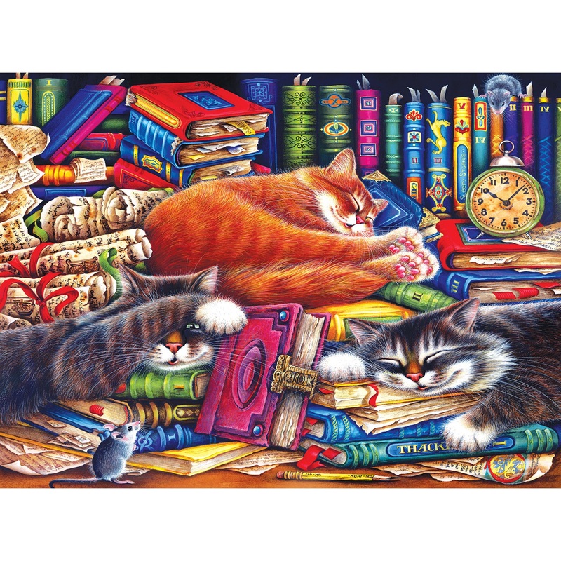 Roseart - Puzzle Collector - The Old Book Shops Cats - 1000 Piece Jigsaw Puzzle For Adults