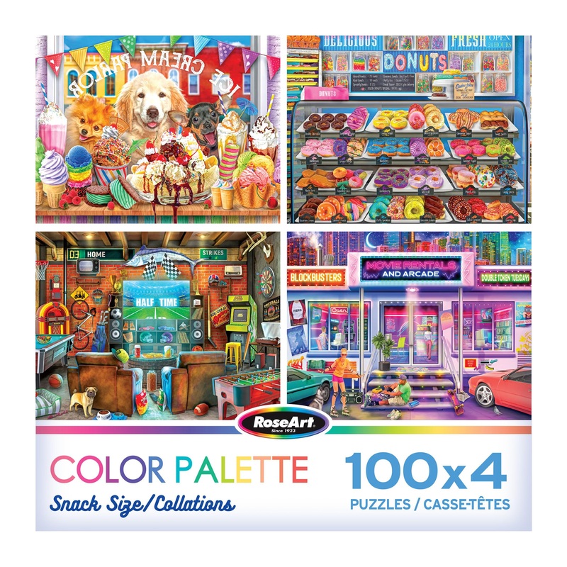 Roseart - Snack Size - Color Palette - 4 X 100 Piece Jigsaw Puzzle For Adults