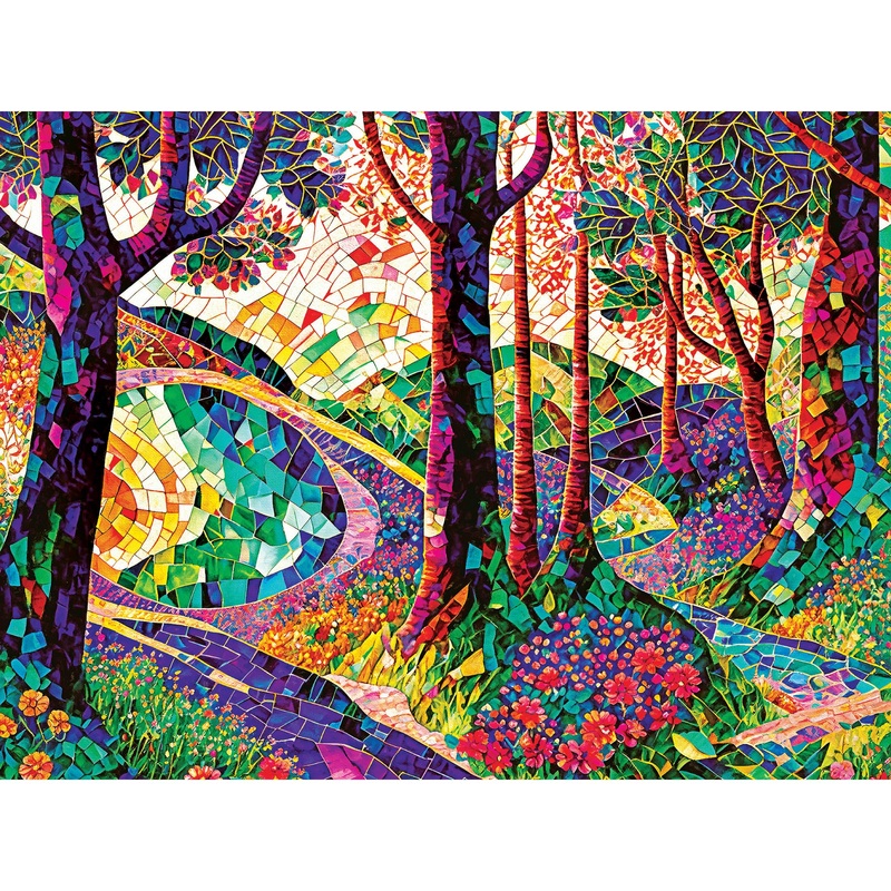 Roseart - Stained Glass - The Long And Winding Road - 300 Adult Piece Jigsaw Puzzle For Adults