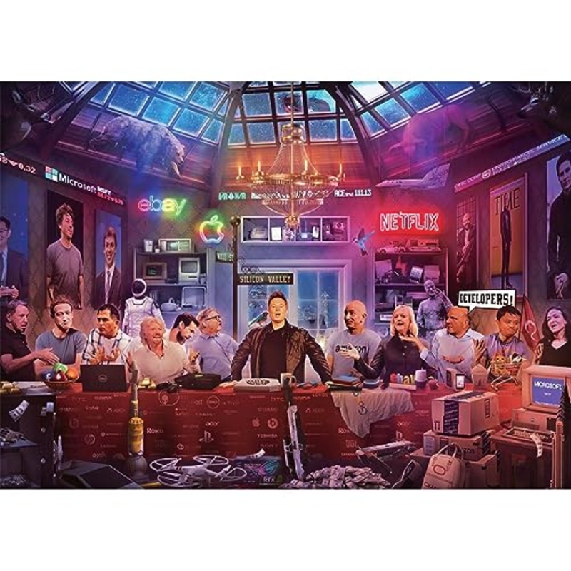 Tech Billionaires 1000-Piece Jigsaw Puzzle By Rachid Lotf  Fun Brain Teaser, Toys & Games For Adults  29 X 20 Inches