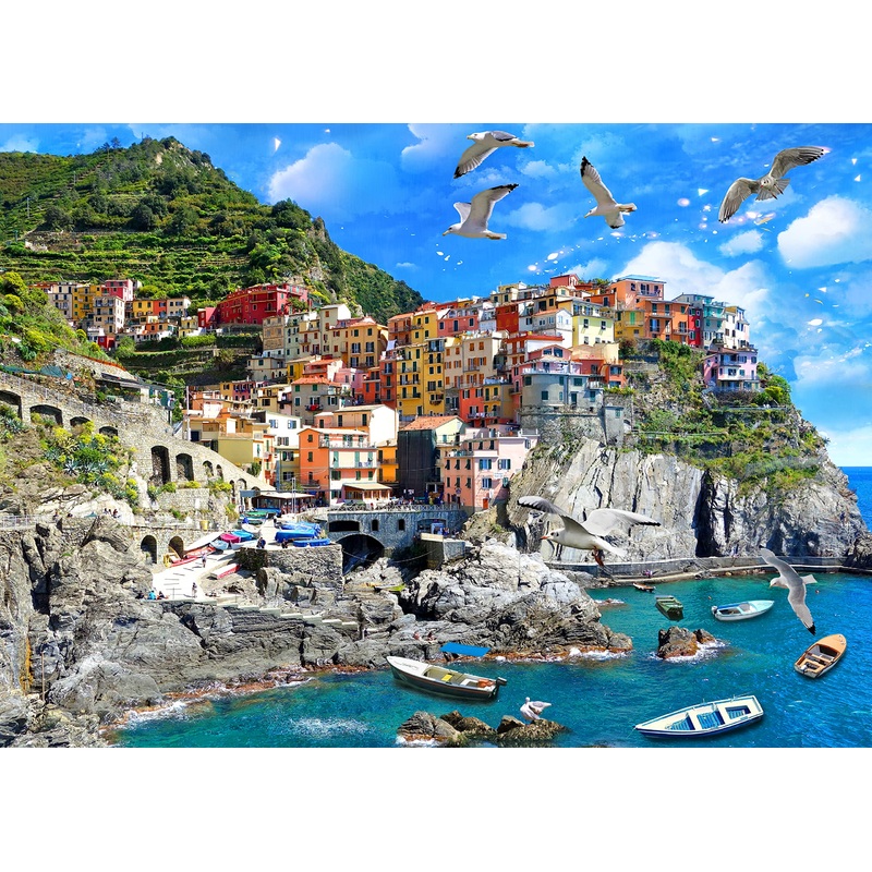 Ubeesize 1000 Piece Jigsaw Puzzles For Adults-Seaside Town, Jigsaw Puzzles 1000 Pieces And Up, Puzzle Game For Family Parent-Chi