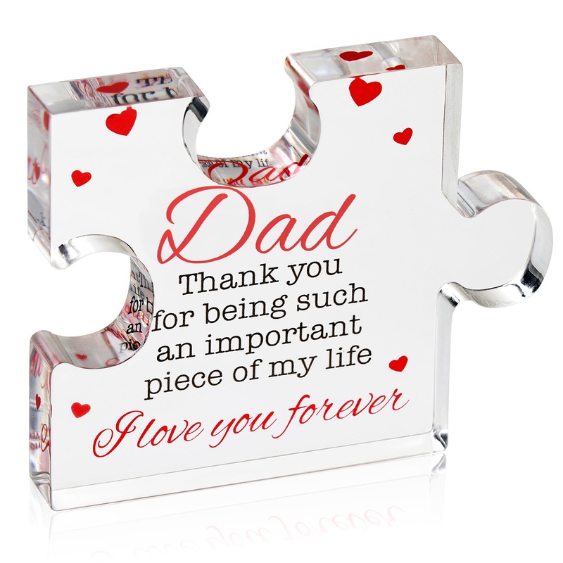 Velenti Dad Birthday Gift - Engraved Acrylic Block Puzzle Birthday Gifts For Dad 3.35 X 2.76 Inch - Cool Dad Presents From Daugh