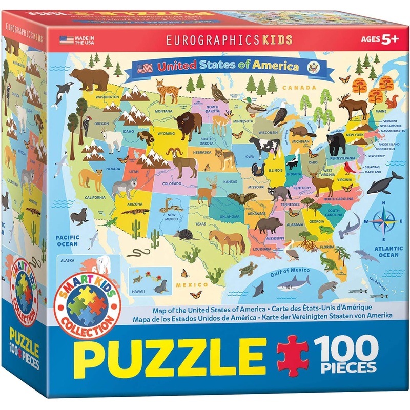 Eurographics Illustrated Map Of The United States Of America 100-Piece Puzzle