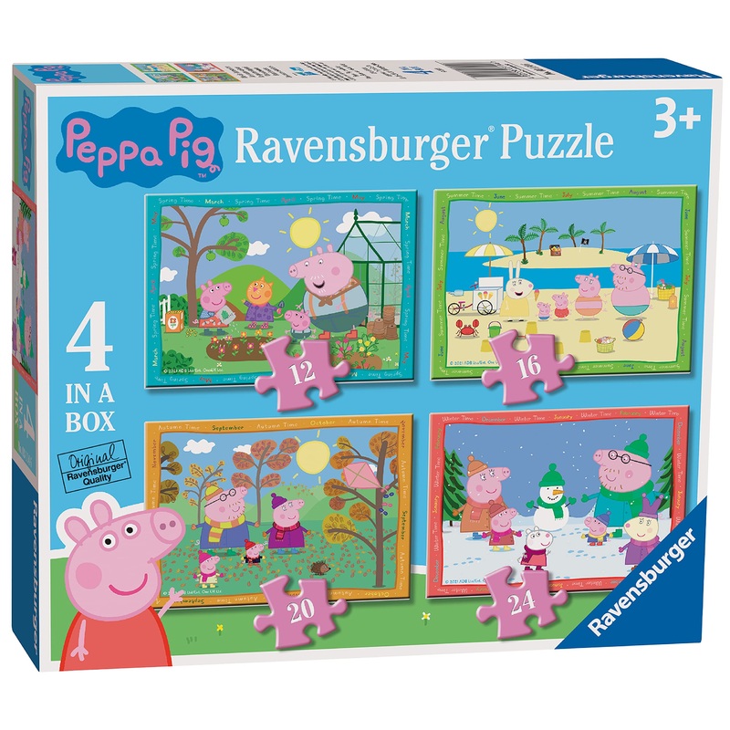 Ravensburger Peppa Pig Four Seasons 4 In Box (12, 16, 20, 24 Pieces) Jigsaw Puzzles For Kids Age 3 Years Up