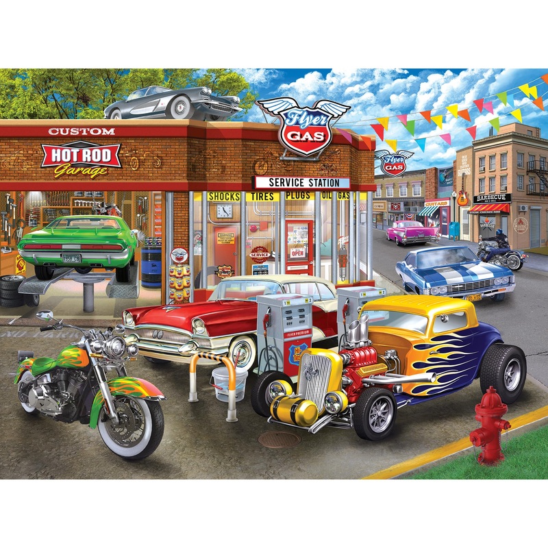 Roseart - American Nostalgia - Hot Rod Garage - 550 Piece Jigsaw Puzzle For Adults