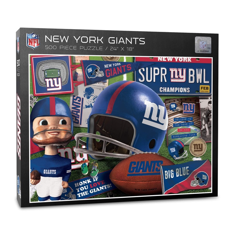 Youthefan Nfl New York Giants Retro Series Puzzle - 500 Pieces, Team Colors, Large