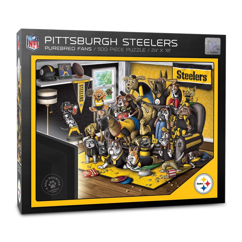Youthefan Nfl Pittsburgh Steelers Purebred Fans 500Pc Puzzle - A Real Nailbiter