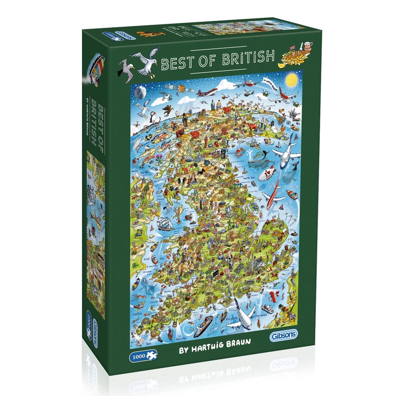 Best Of British | 1000 Piece Jigsaw Puzzle | Map Jigsaw Puzzle | Sustainable Puzzle For Adults | Premium 100% Recycled Board | Great Gift For Adults | Gibsons Games