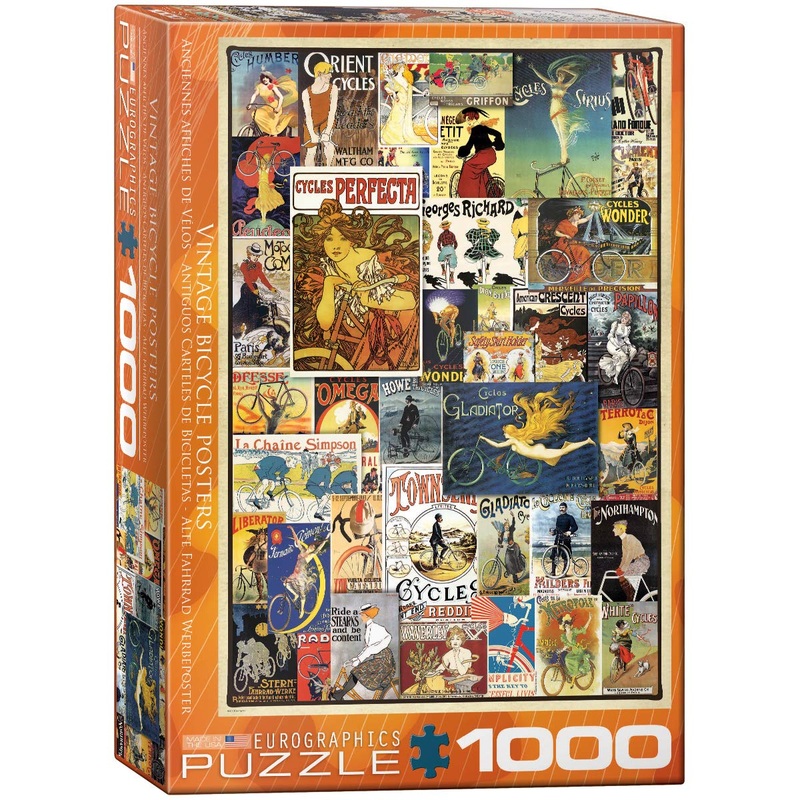 Eurographics Bicycles Vintage Ads Jigsaw Puzzle (1000 Piece), Model:6000-0756 , Red