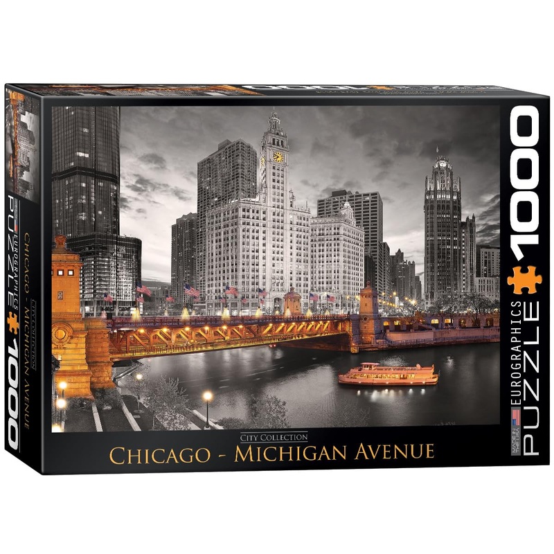 Eurographics Chicago Michigan Avenue Puzzle (1000-Piece) , Black