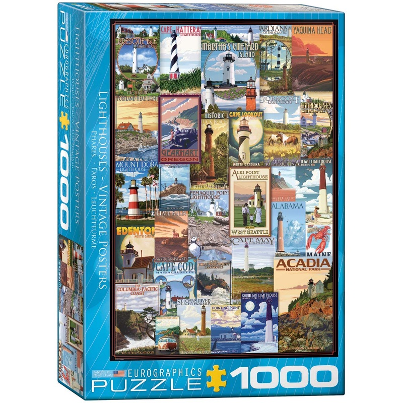 Eurographics Lighthouses Vintage Ads Puzzle (1000 Piece), 6000-0779 , Blue
