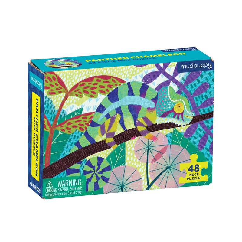 Mudpuppy Panther Chameleon Mini Puzzle, 48 Pieces, 8 X 5.75  Perfect Family Puzzle For Ages 4+  Features A Colorful Illustration Of A Panther Chameleon, Informational Insert Included, Multicolor