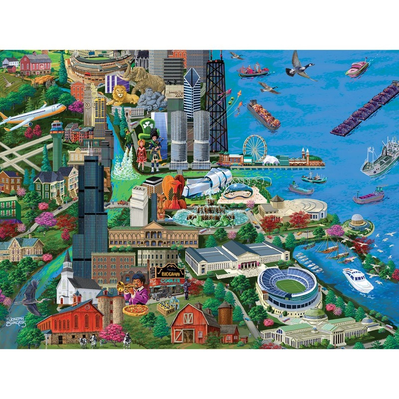 Bits And Pieces - 1000 Piece Jigsaw Puzzle For Adults - Chicago City View - 1000 Pc Millennium Park Jigsaw By Artist Joseph Burgess