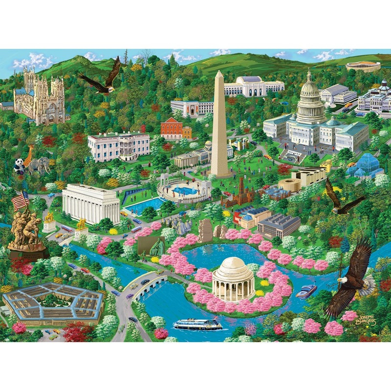 Bits And Pieces - 300 Large Piece Jigsaw Puzzle For Adults - Washington D.C. City View - 300 Pc Us Capital Scene Jigsaw By Artist Joseph Burgess
