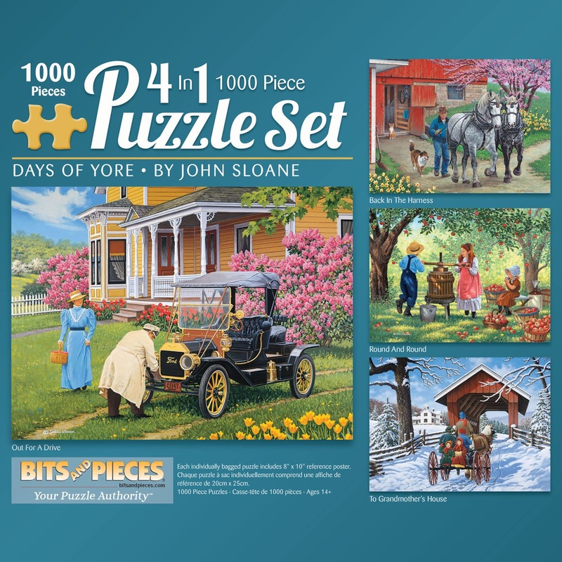 Bits And Pieces - 4-In-1 Multi-Pack - 1000 Piece Jigsaw Puzzles For Adults-Each Measures 20' X 27' (51Cm X 69Cm)-Days Of Yore By Artist John Sloane