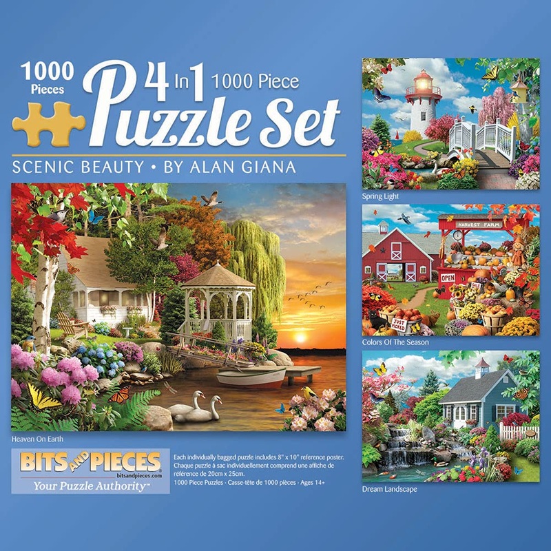 Bits And Pieces  4-In-1 Multi-Pack 1000 Piece Jigsaw Puzzles For Adults  Scenic Beauty By Artist Alan Giana, Completed Puzzle Size: 20' X 27'