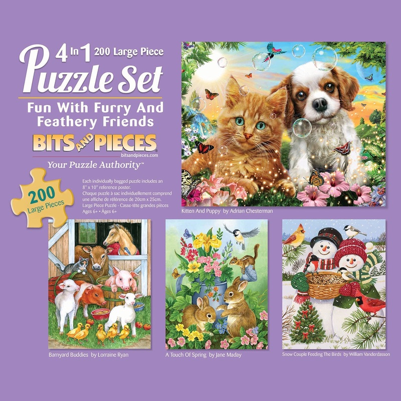 Bits And Pieces  4-In-1 Multi-Pack Large 200 Piece Jigsaw Puzzles For Adults  Jigsaw Puzzle Set Bundle By Artist William Vanderdasson, Completed Puzzle Size: 15' X 19'