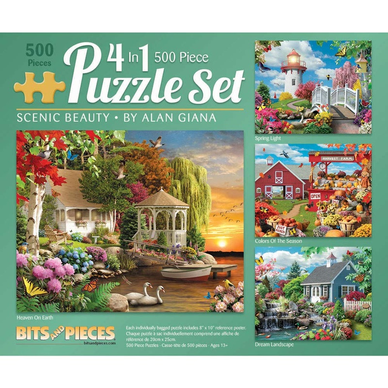 Bits And Pieces  4-In-1 Multi-Pack Large 500 Piece Jigsaw Puzzles For Adults  Jigsaw Puzzle Set Bundle By Artist Alan Giana, Completed Puzzle Size: 16' X 20'