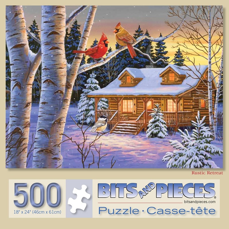 Bits And Pieces  500 Piece Jigsaw Puzzle For Adults  Rustic Retreat - Snowy Winter Scene Jigsaw Puzzle By Artist William Vanderdasson, Completed Puzzle Size: 18' X 24'