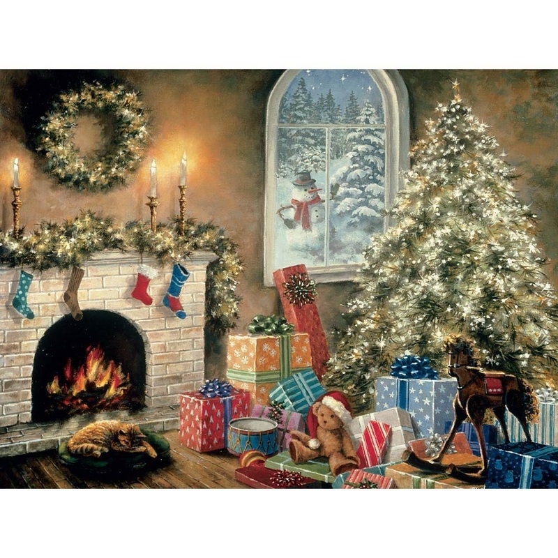 Bits And Pieces  Large 300 Piece Glow In The Dark Jigsaw Puzzle For Adults  Not A Creature Was Stiring, Christmas Eve, Holiday - By Artist Nicky Boehme, Completed Puzzle Size: 18' X 24'