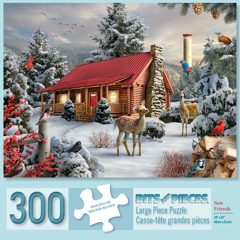 Bits And Pieces  Large 300 Piece Jigsaw Puzzle For Adults  New Friends - Snowy Winter Scene Jigsaw Puzzle By Artist Alan Giana, Completed Puzzle Size: 18' X 24'