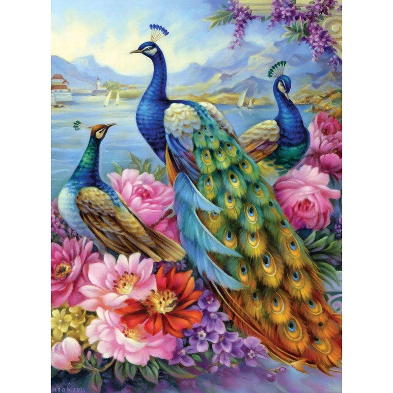 Bits And Pieces  Large 300 Piece Jigsaw Puzzle For Adults  Peacocks By Artist Oleg Gavrilov, Completed Puzzle Size: 18' X 24'