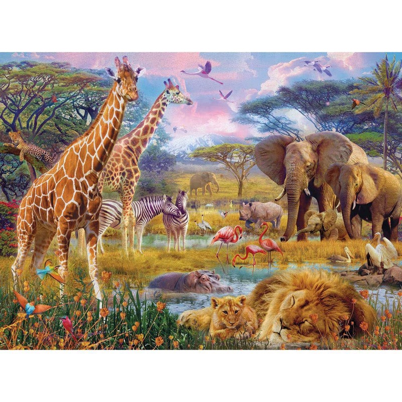 Bits And Pieces  Large 300 Piece Jigsaw Puzzle For Adults  Savannah Animals By Artist Jan Patrik, Completed Puzzle Size: 18' X 24'