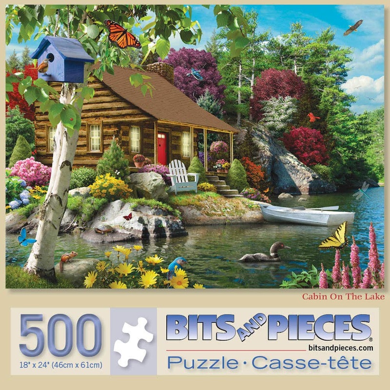 Bits And Pieces  Large 500 Piece Jigsaw Puzzle For Adults  Cabin On The Lake Designed By Artist Alan Giana, Completed Puzzle Size: 18' X 24'
