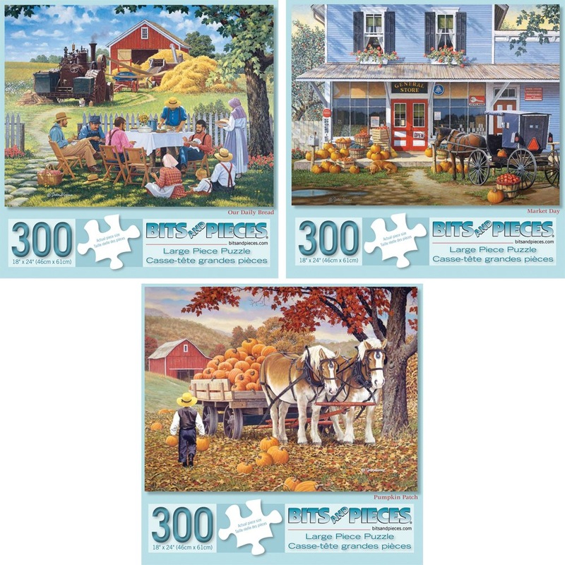 Bits And Pieces  Value Set Of Three Large 300 Piece Jigsaw Puzzles For Adults  Farming Collection Jigsaw Puzzles By Artist John Sloane, Completed Puzzle Size: 18' X 24'