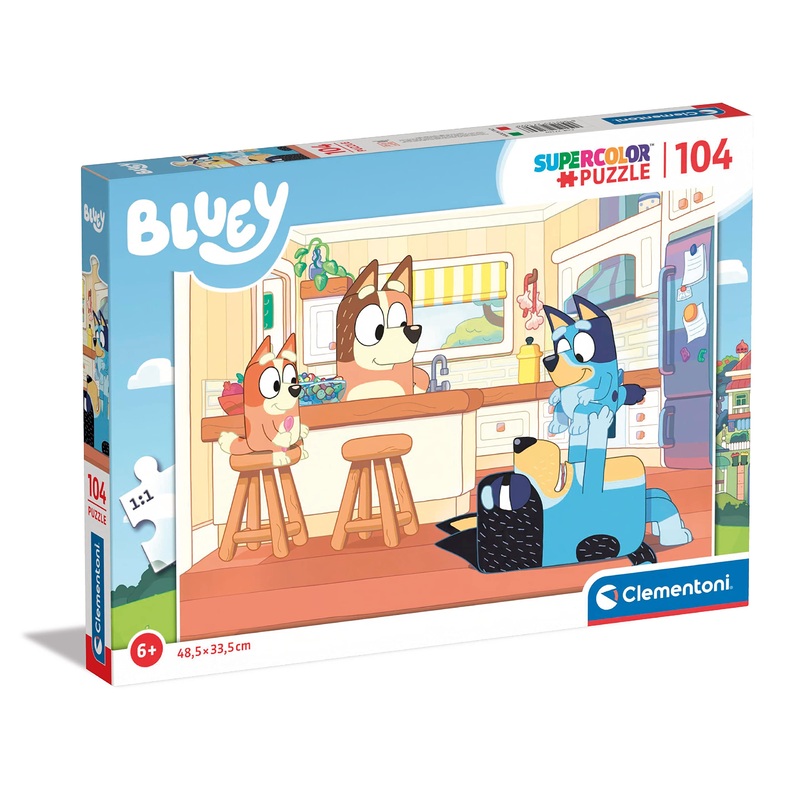 Clementoni - 27169 - Supercolor Puzzle Bluey - 104 Pieces - Jigsaw Puzzle For Kids Age 6 - Made In Italy