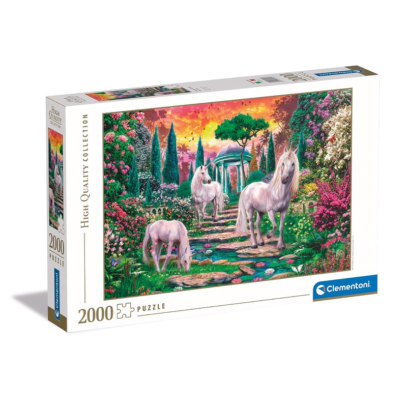 Clementoni - 32575 Classical Garden Unicorns Puzzle Collection - 2000 Pieces - Adult Puzzle, Entertainment For Adults - Made In Italy