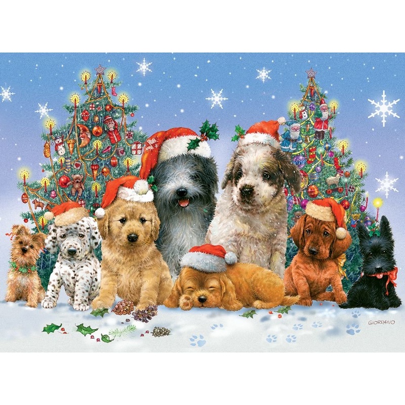 Bits And Pieces - 1000 Piece Jigsaw Puzzle For Adults 20'X27' - Canine Christmas - 1000 Pc Dog Jigsaw By Artist Giordano Studios