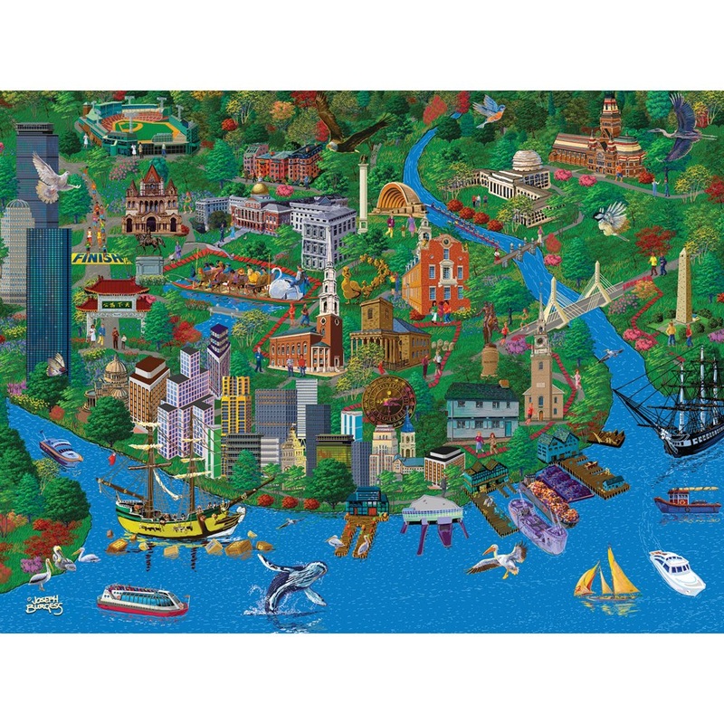 Bits And Pieces  1000 Piece Jigsaw Puzzle For Adults  Boston City View - Charles River Jigsaw Puzzle By Artist Joseph Burgess, Completed Puzzle Size: 20' X 27'