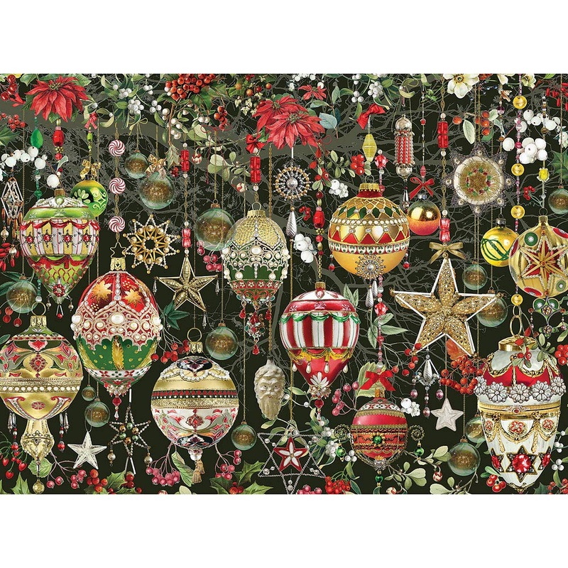 Bits And Pieces  1000 Piece Jigsaw Puzzle For Adults  Christmas Ornaments - Holiday Tree Decoration Flowers Stars Winter Jigsaw Puzzle By Artist Barbara Behr, Completed Puzzle Size: 20' X 27'