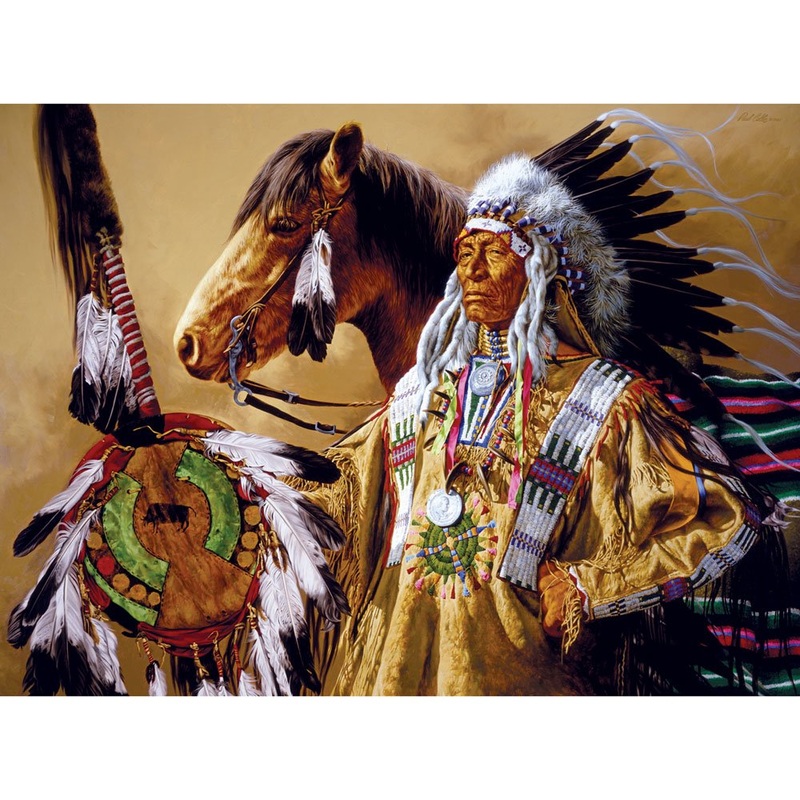 Bits And Pieces - 300 Piece Jigsaw Puzzle For Adults - Chief High Pipe - 300 Pc Horse Native American Jigsaw By Artist Paul Calle