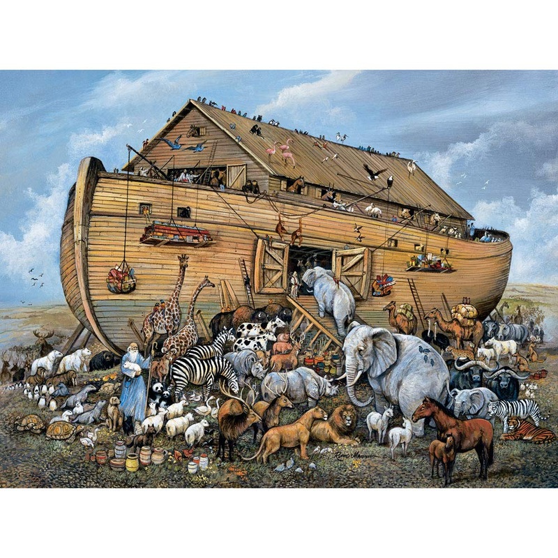 Bits And Pieces  300 Piece Jigsaw Puzzle For Adults  Noahs Ark - Religious Jigsaw Puzzles By Artist Ruane Manning, Completed Puzzle Size: 18' X 24'