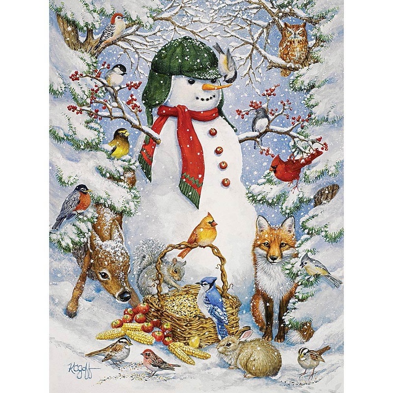 Bits And Pieces  300 Piece Jigsaw Puzzle For Adults  Woodland Snowman - Snowy Winter Scene Jigsaw Puzzle By Artist Kathy Goff, Completed Puzzle Size: 18' X 24'