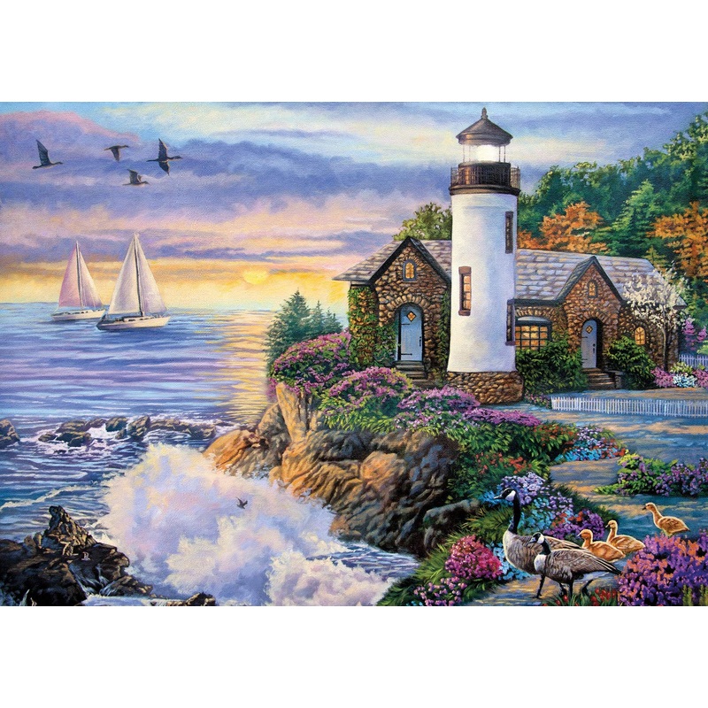 Bits And Pieces  3000 Piece Jigsaw Puzzle For Adults  Perfect Dawn - Lighthouse Jigsaw Puzzle - Jigsaw Puzzle By Artist Laura Glen Lawson, Completed Puzzle Size: 32' X 45'