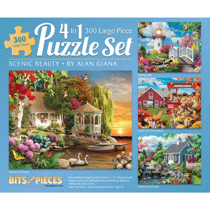 Bits And Pieces  4-In-1 Multi-Pack 300 Piece Jigsaw Puzzles For Adults  Scenic Beauty Collection By Alan Giana, Completed Puzzle Size: 16' X 20'