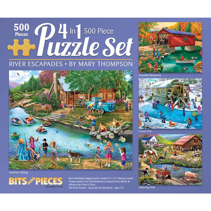 Bits And Pieces  4-In-1 Multi-Pack - 500 Piece Jigsaw Puzzles For Adults  500 Pc Large Piece Puzzle Set Bundle By Artist Mary Thompson - 16' X 20'