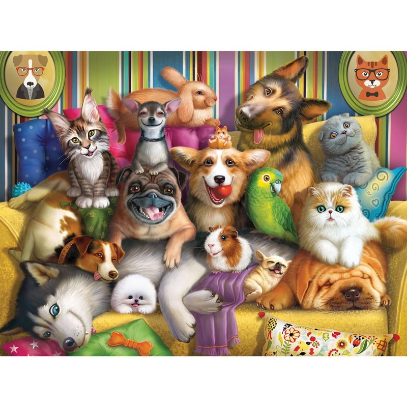Bits And Pieces  500 Piece Jigsaw Puzzle For Adults  Cute Pets - Colorful Animals Dogs Cats Jigsaw Puzzle By Image World, Completed Puzzle Size: 18' X 24'